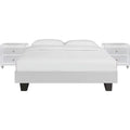 White Queen Size Platform Bed with Two Nightstands W1428