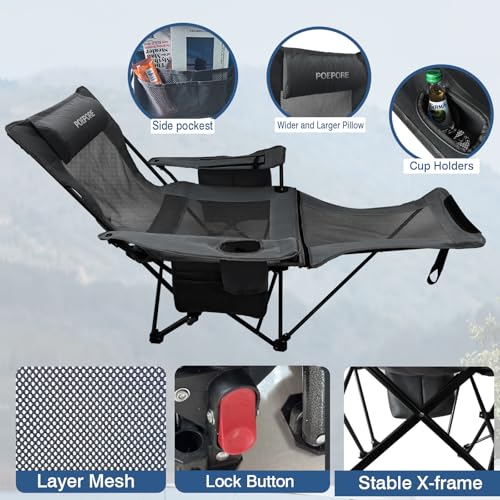 Reclining Camping Chair with Foot Rest Folding Lounger G115