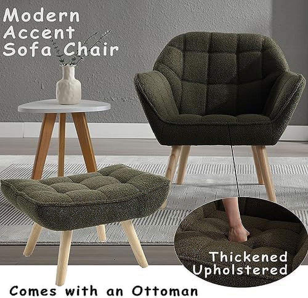 48" Small Upholstered Linen Loveseat Sofa with Wood Legs E543