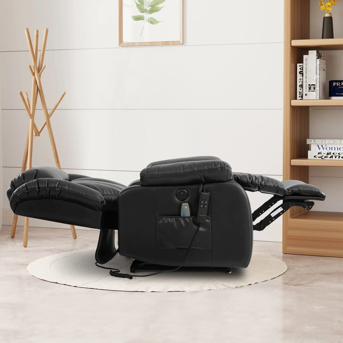Brown Leather Dual Motor Lift Recliner Chair with Heat and Massage N4903