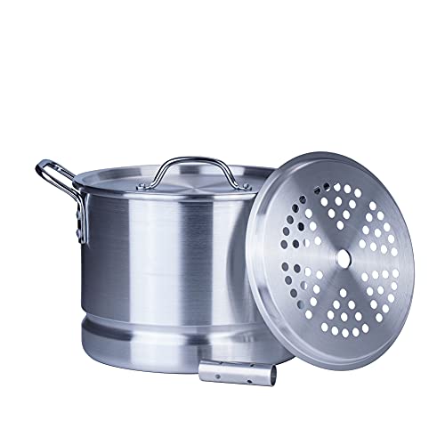 32 Quart Aluminum Tamale Steamer Pot with Steamer Rack and Tube Q84273