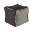 Black-Gray and Slate Solid Woven Square Pouf Ottoman J559476