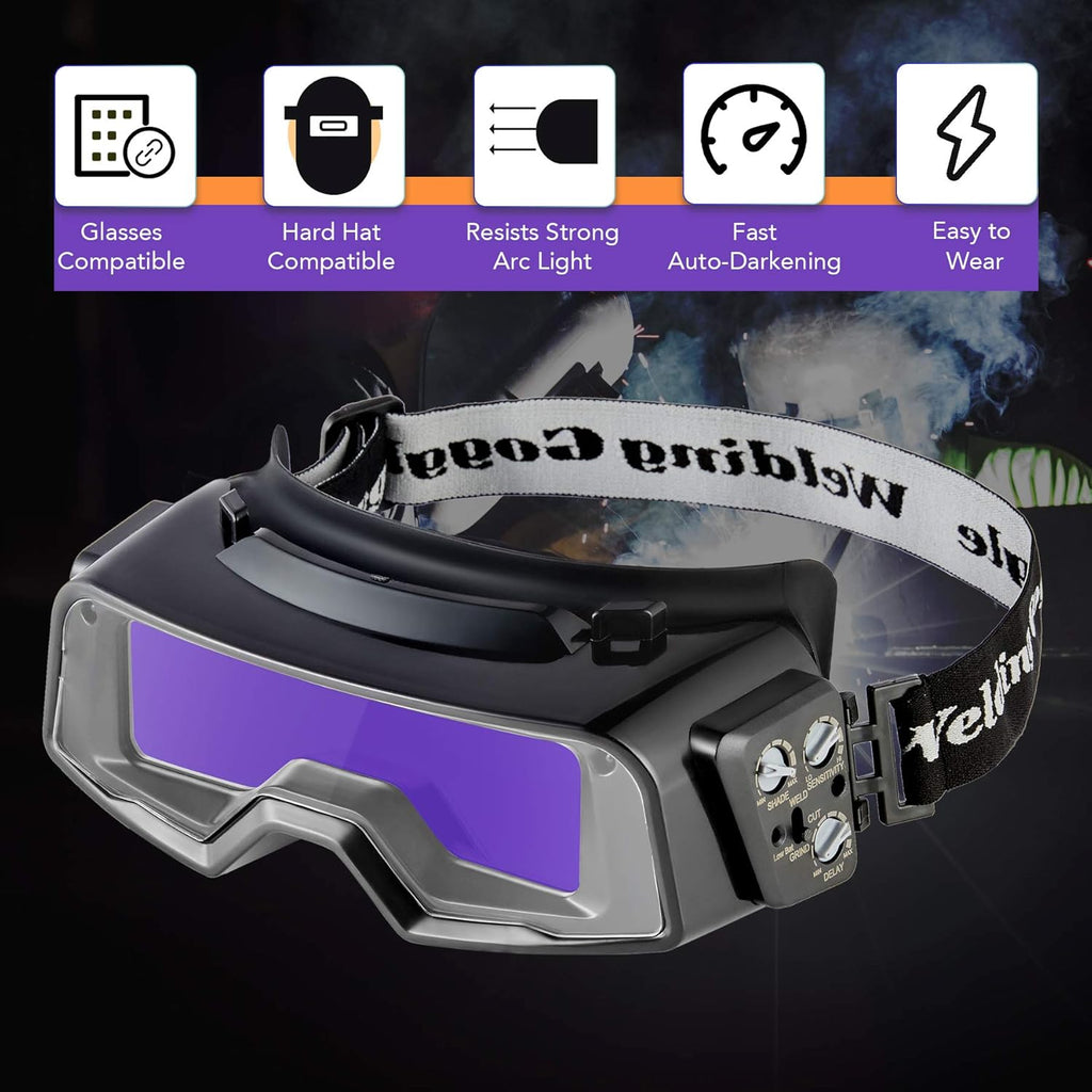 Auto Darkening Welding Goggles with Face Shield, Black Pack of 2 Y153038
