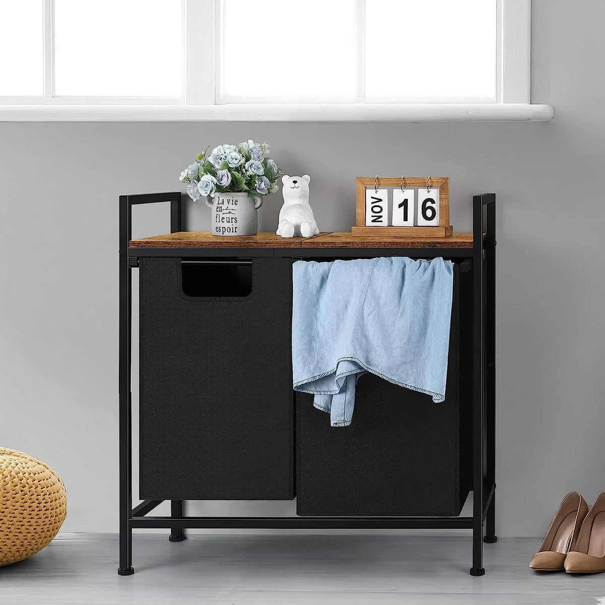 Laundry Hamper with Top Shelf T6181