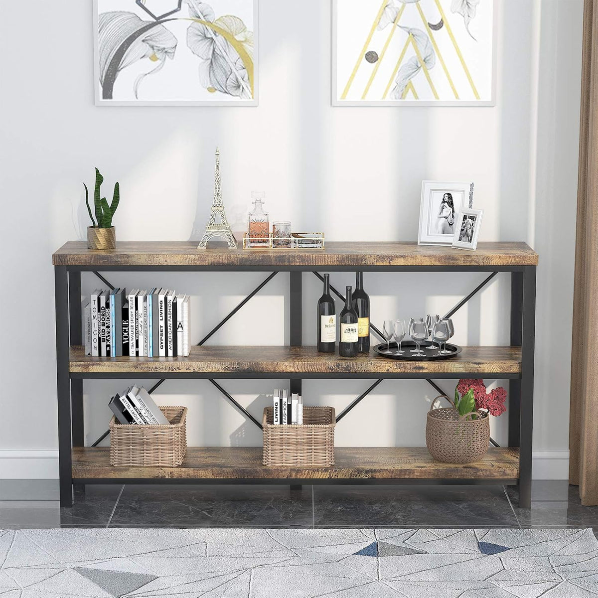 Rustic 3-Tier Console Sofa Table D533