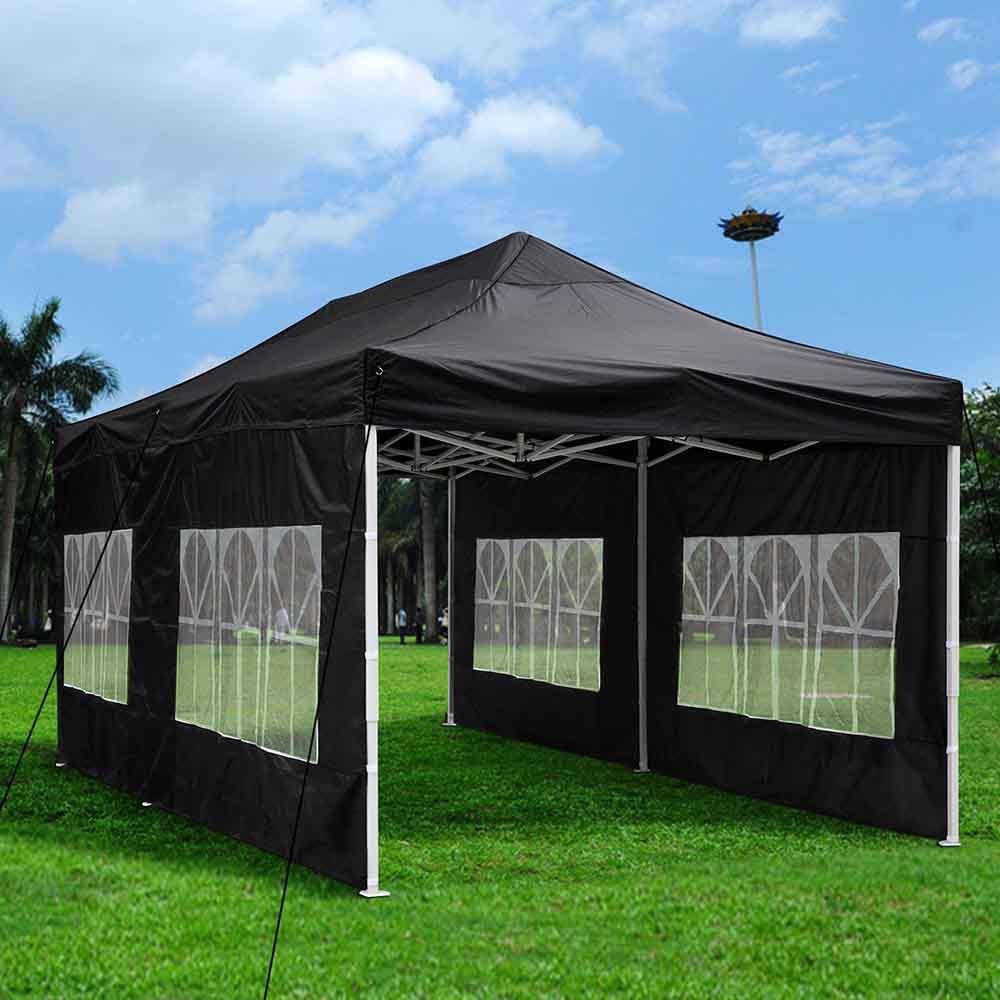 Black Pop Up Canopy Tent with Removable Sidewall Carry Bag F4260