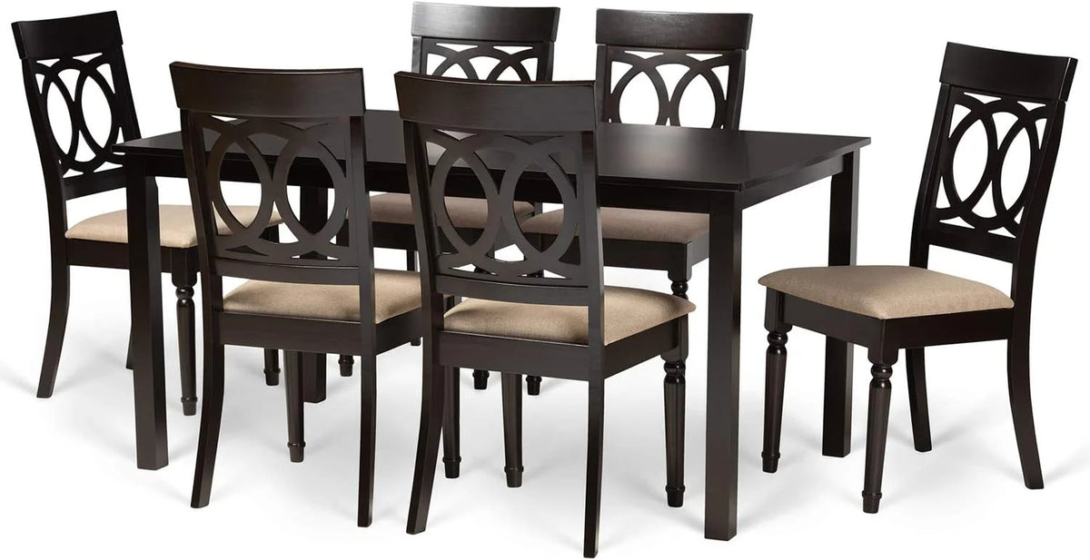 Sand Fabric Upholstered 2-Piece Dining Chair Set E162