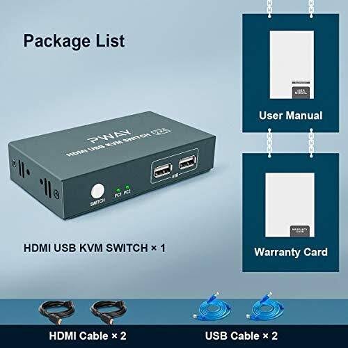 2 Port HDMI KVM Switch with 2 USB and 2 HDMI Cables R719