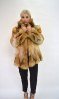 Red Fox Fur Hooded Coat W90674