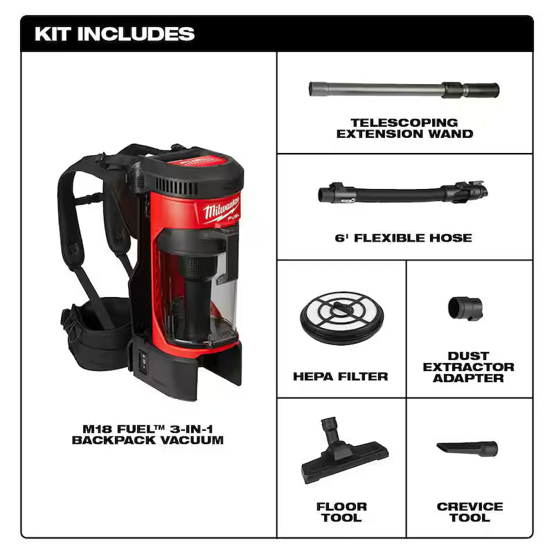 18-Volt Lithium-Ion Brushless Cordless 3-in-1 Backpack Vacuum S865