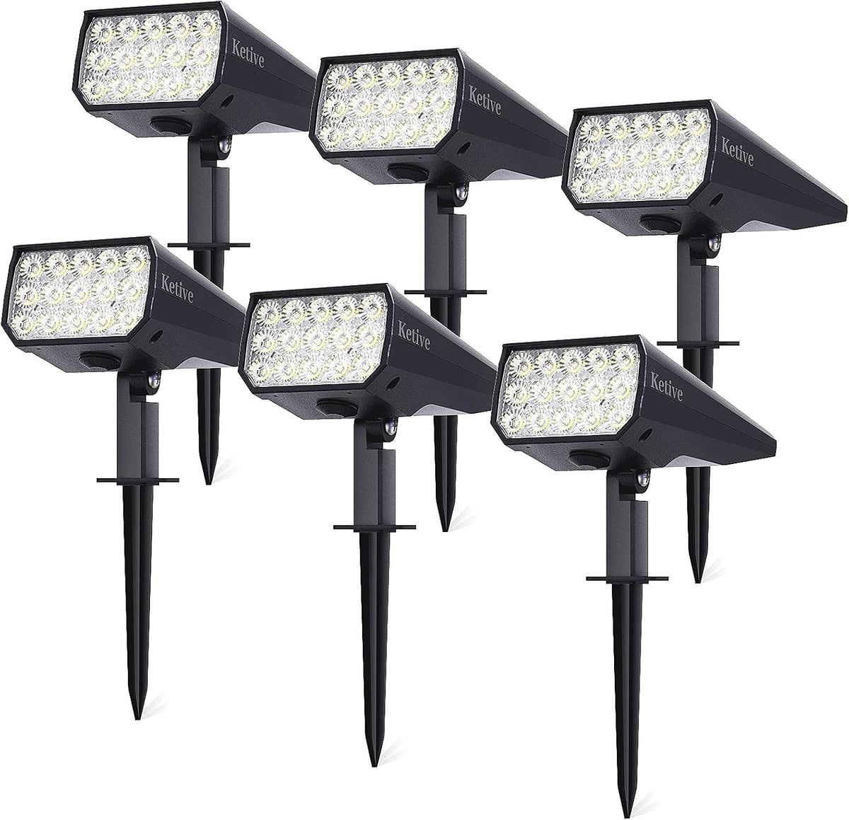 15 LEDs IP65 Waterproof Adjustable Solar Landscape Spotlights 10 Pack L3865
