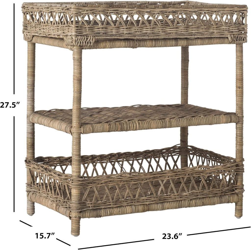 Natural Wicker 3 Tier Accent Table N4254
