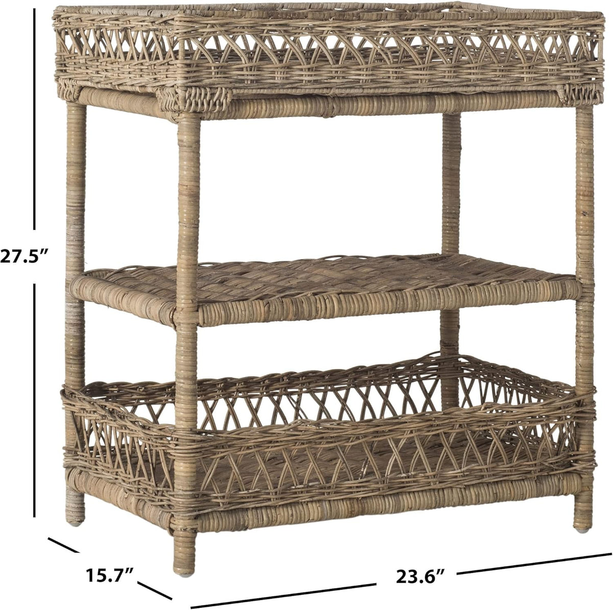 Natural Wicker 3 Tier Accent Table N4254
