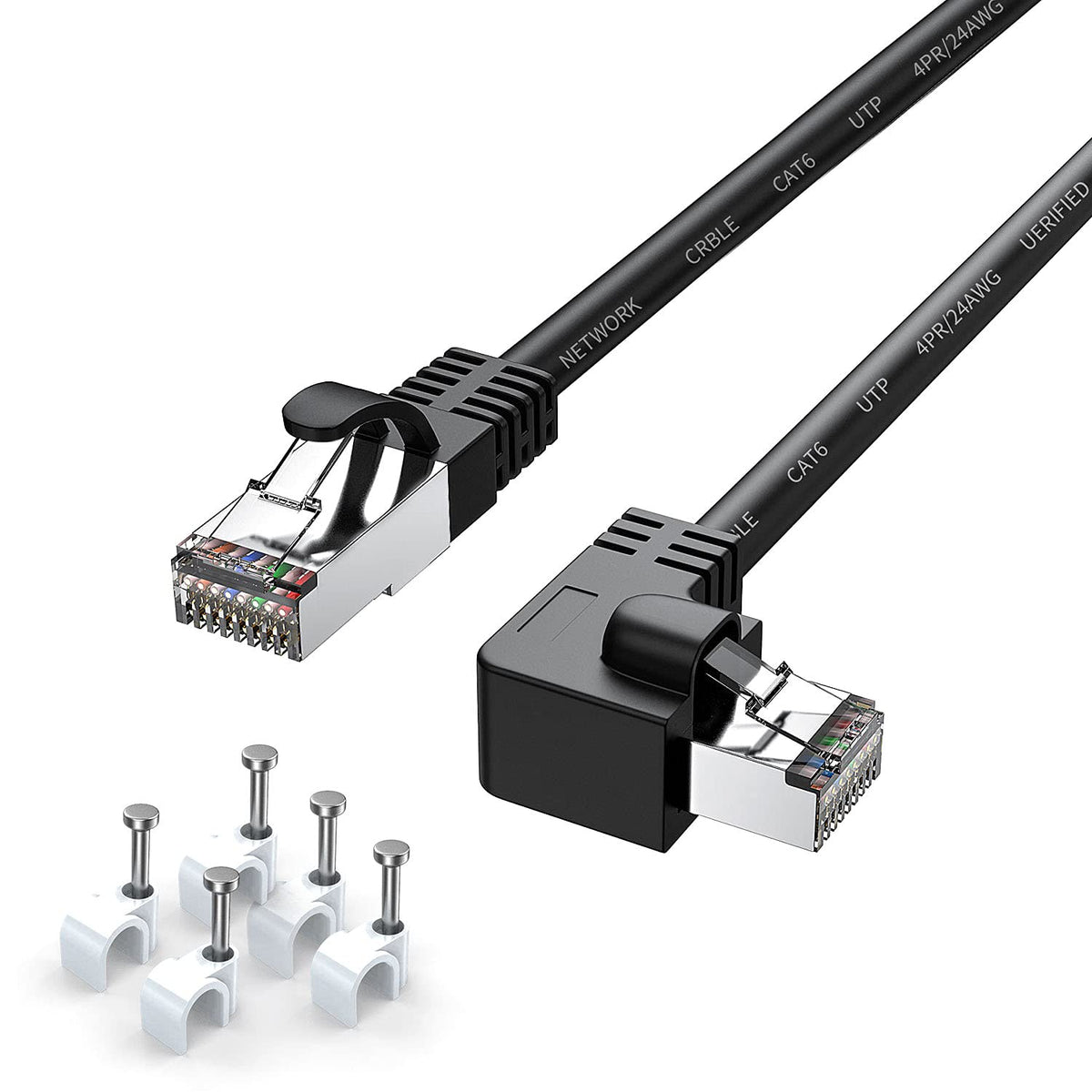 CAT6 Shielded FTP Right Angled Ethernet Patch Cable (3Feet 1M) Q266