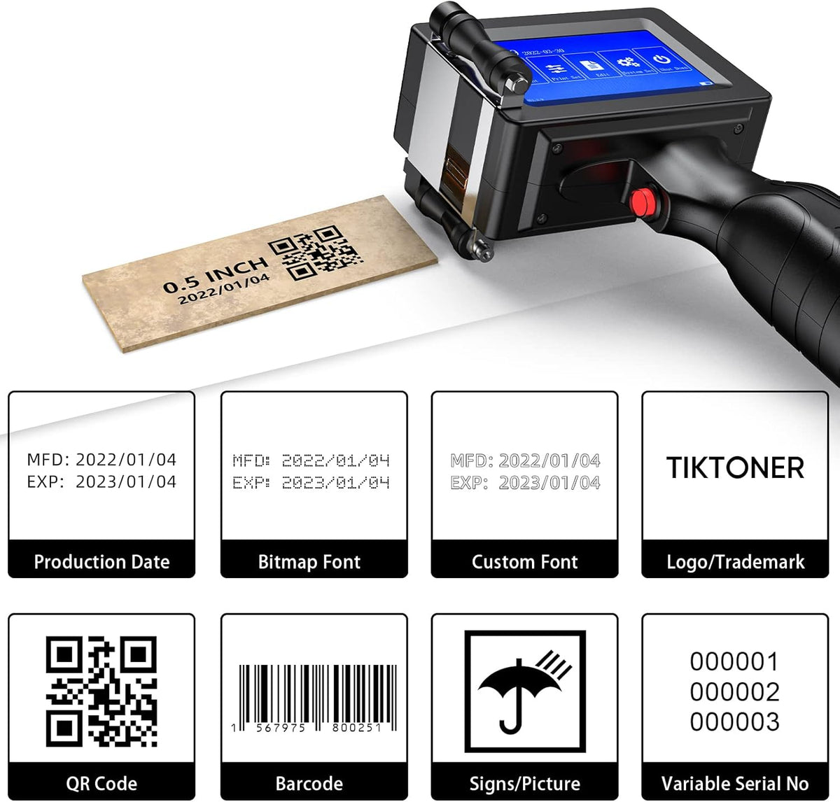 Handheld Inkjet Printer with 3.7 Inch Touch Screen V21784