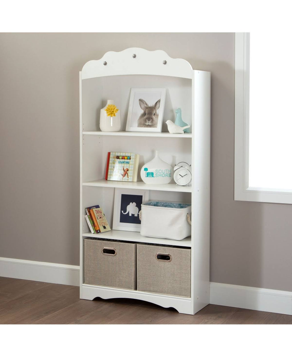 White 4 Shelf Bookcase C2666