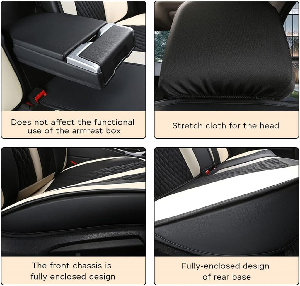 Car Seat Covers 5-Seat Black Beige F833495