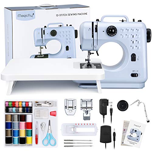 Blue Mini Sewing Machine with 12 Built-in Stitches J999355