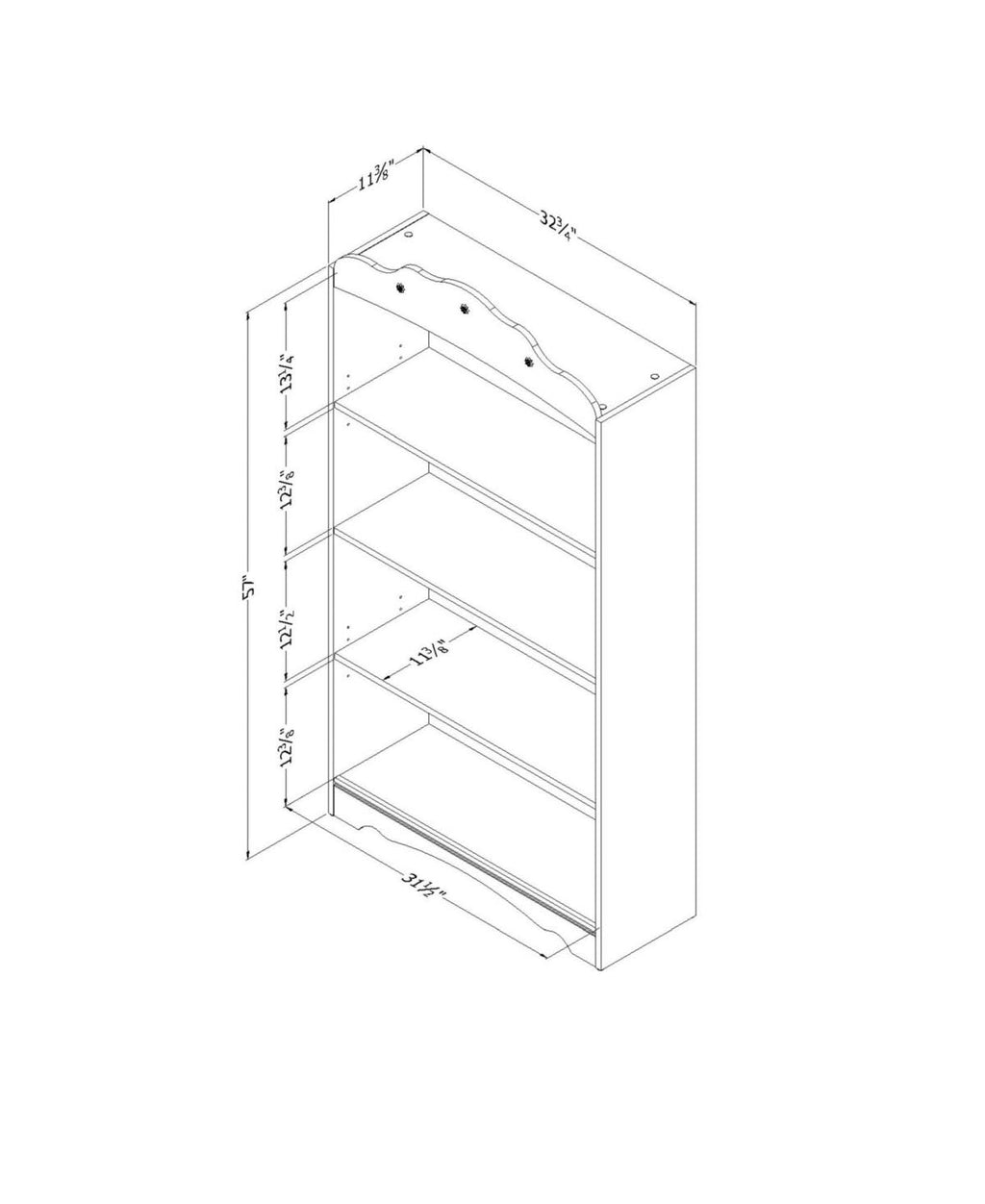 White 4 Shelf Bookcase C2666