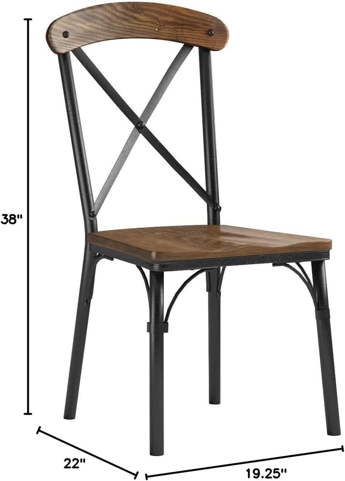 Industrial Metal Cross-Back Side Chair, Set Of 2, Brown W86492