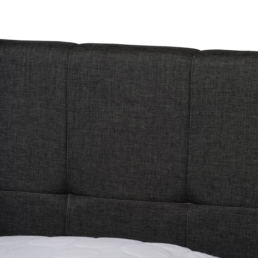 Dark Grey Fabric Upholstered 2-Drawer King Size Platform Storage Bed X2596