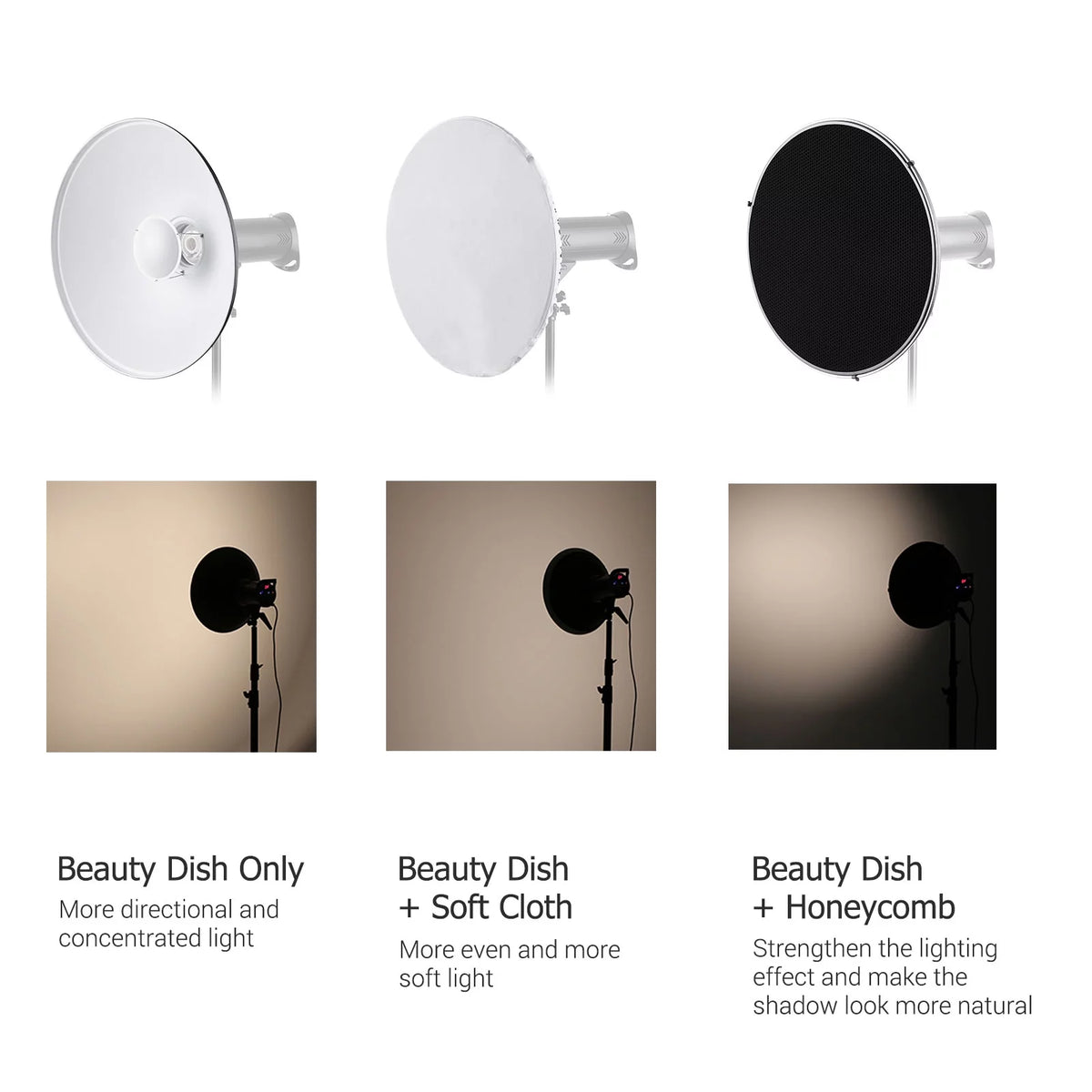 22 Inch Beauty Dish Reflector Diffuser with Honeycomb Soft Cloth O804279