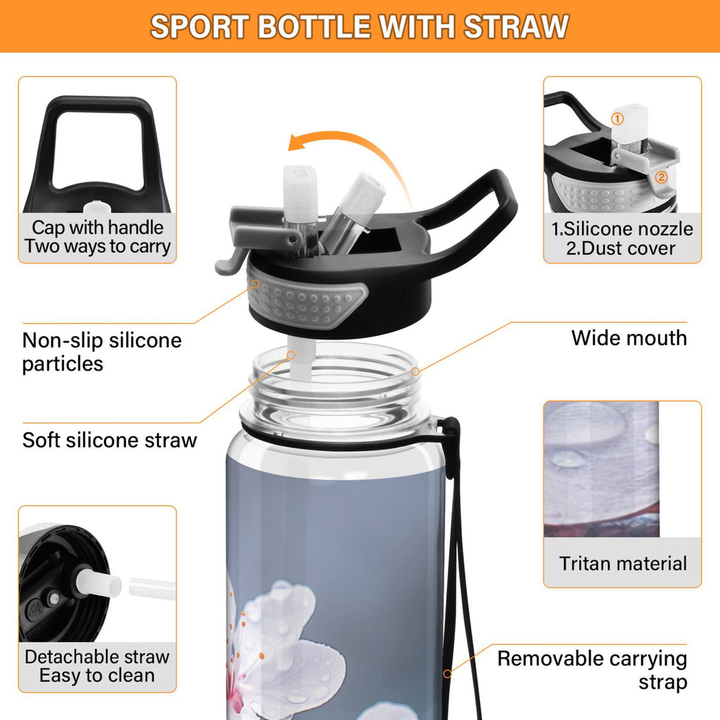 Clear 32oz Tritan Water Bottle with Straw T33912