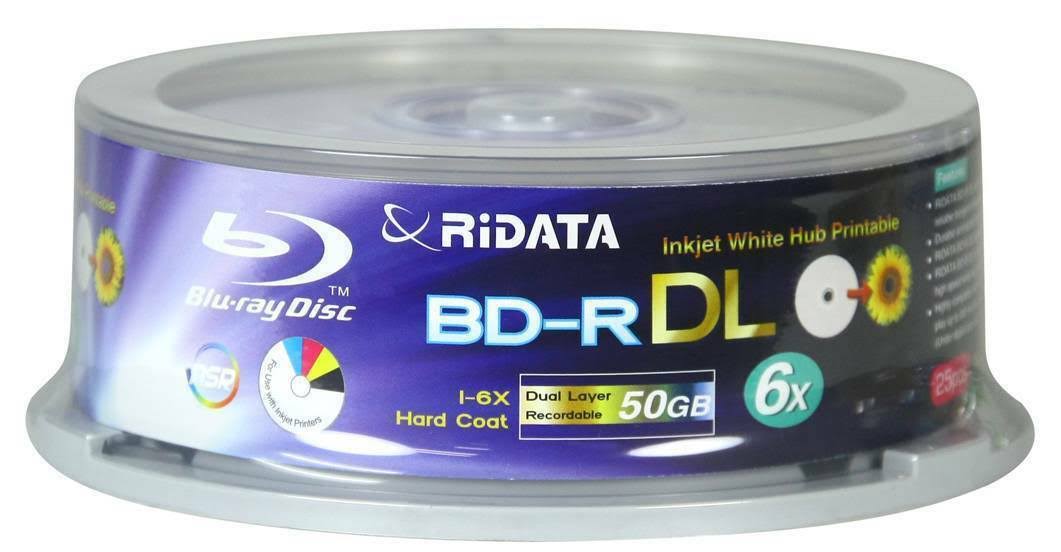 50GB BD-R DL Dual-Layer Blu-Ray Writable Discs 25 pack U327