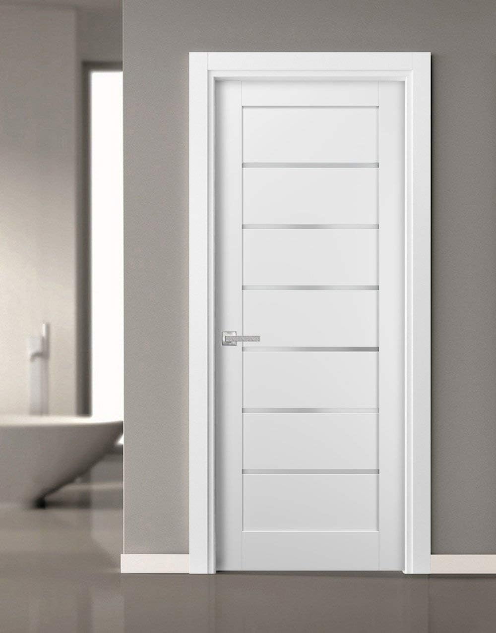 White Silk Frosted Opaque Glass Barn Door Panel 30 x 84 I936544