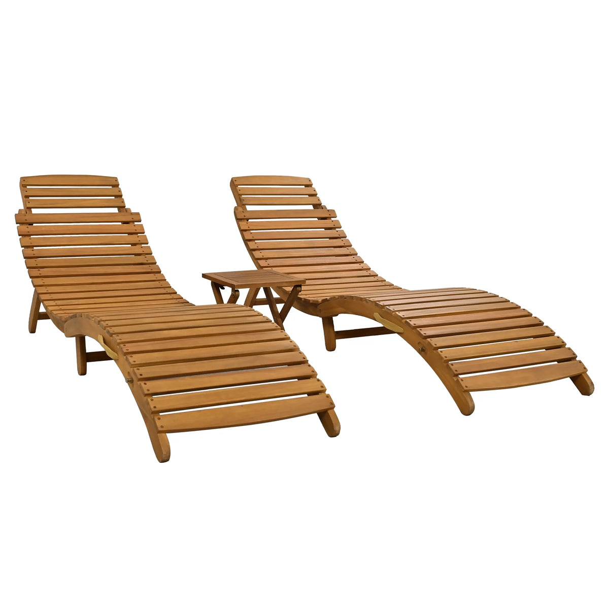 Portable Wood Chaise Lounge Set with Tea Table B448