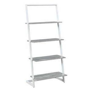 4 Tier Ladder Bookcase Faux Birch White F114597