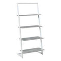 4 Tier Ladder Bookcase Faux Birch White F114597