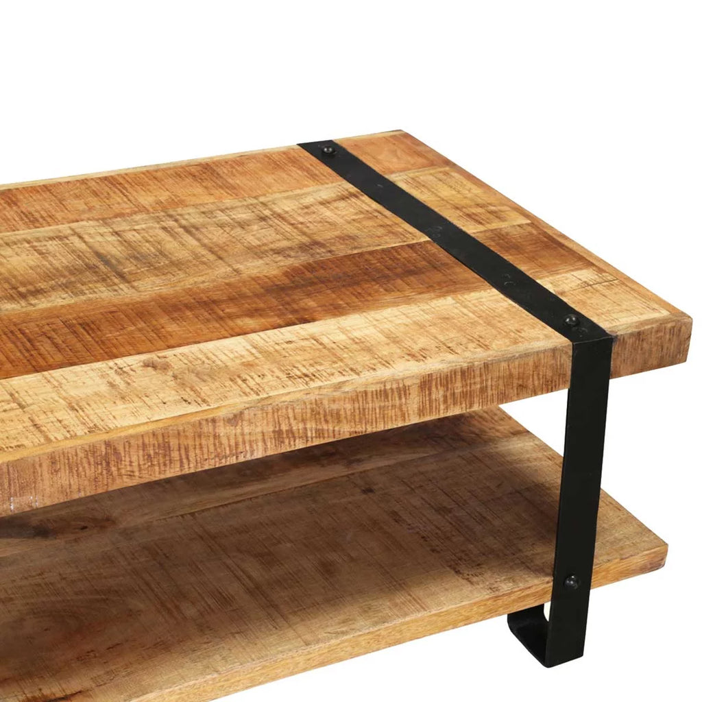 Rustic Mango Wood 2 Tier Coffee Table U839553