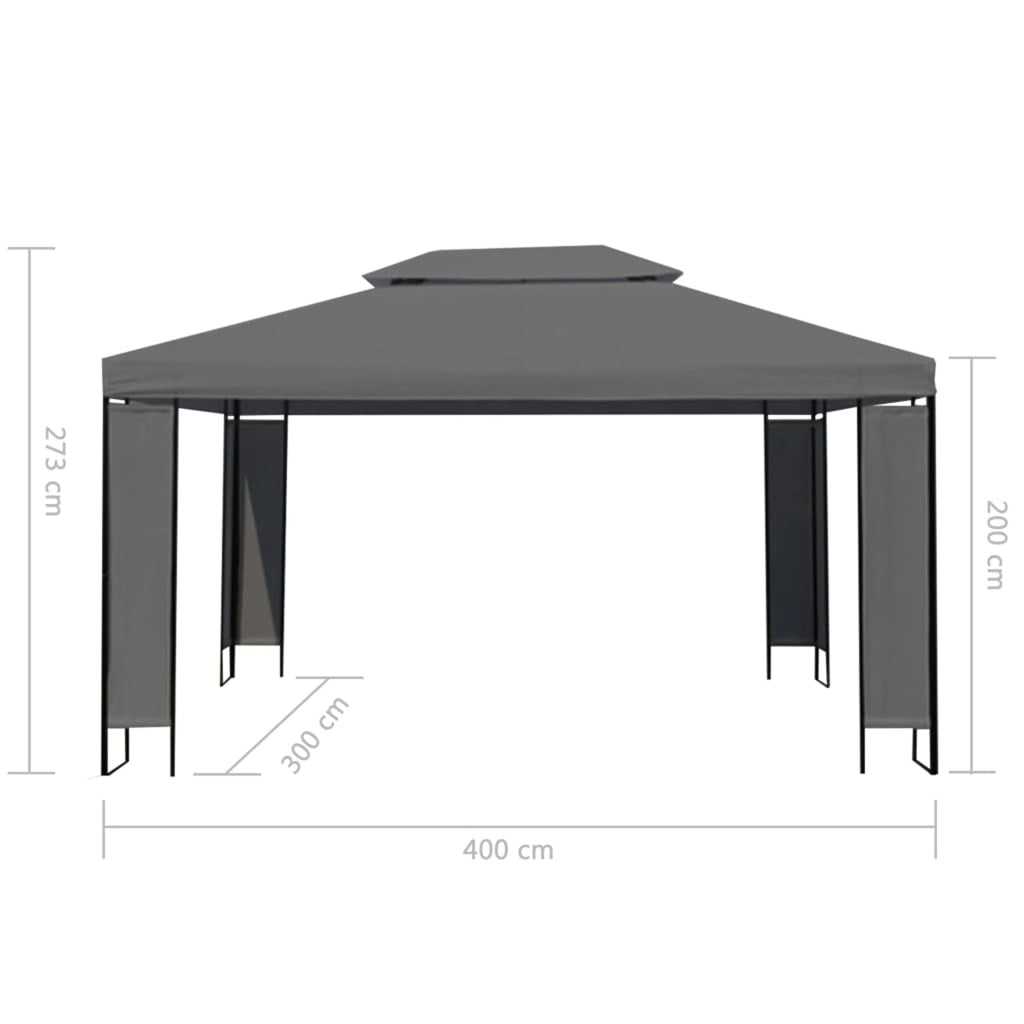 Outdoor Gazebo Canopy Tent Steel Frame Anthracite 157.5 x 118.1 x 107.5 Inches W509