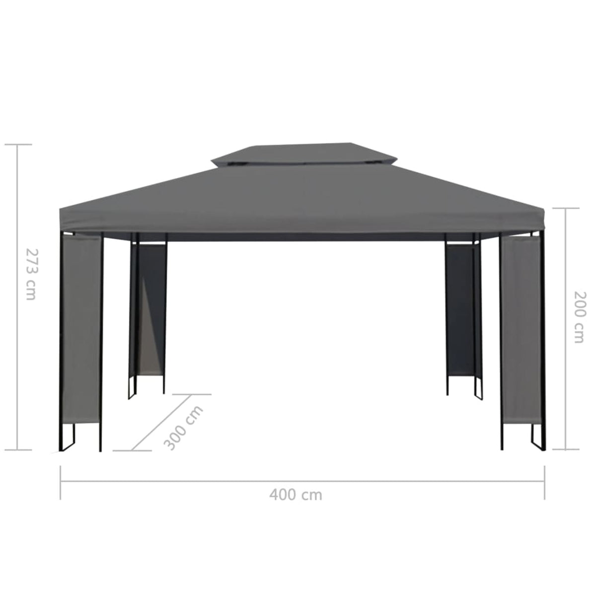 Outdoor Gazebo Canopy Tent Steel Frame Anthracite 157.5 x 118.1 x 107.5 Inches W509