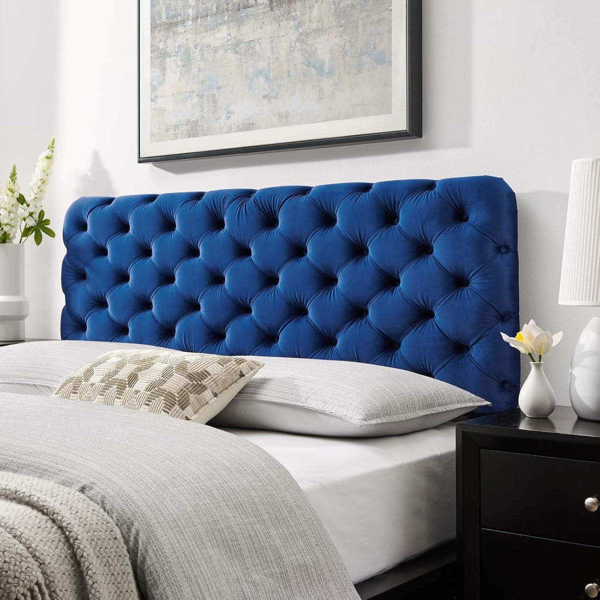 Teal Tufted Velvet California King Headboard A3249