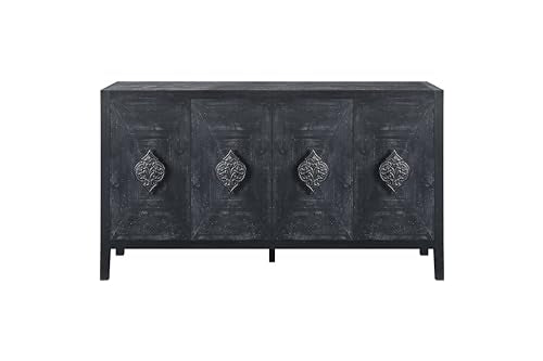 Smoke Blue 60'' Solid Wood Sideboard with 4 Doors and Adjustable Shelves Y5955