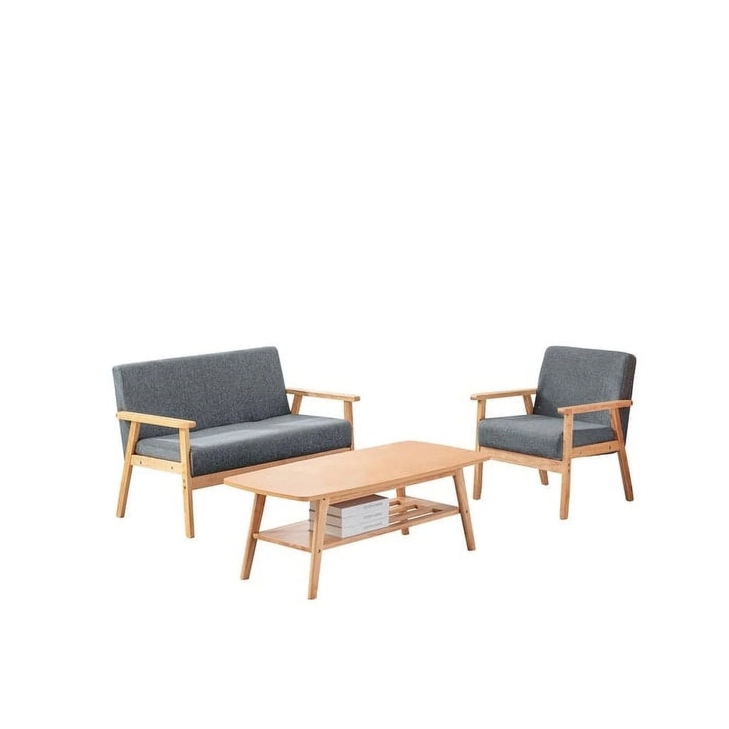 Beige/Natural Coffee Table Loveseat Chair Set E761365