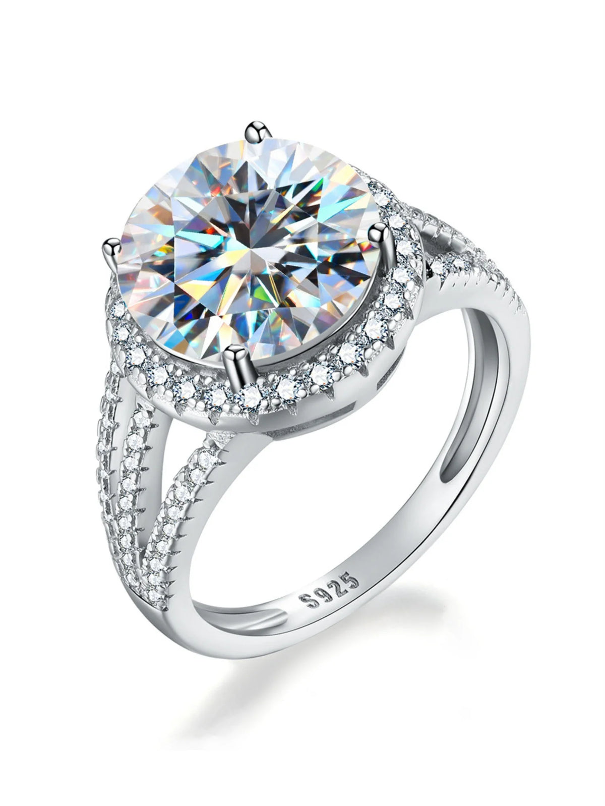 5ct Round Cut Moissanite 925 Sterling Silver Ring Q31563