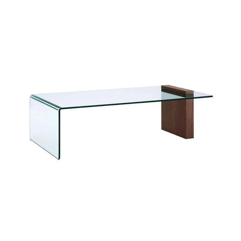 Walnut Veneer Clear Glass Coffee Table L649