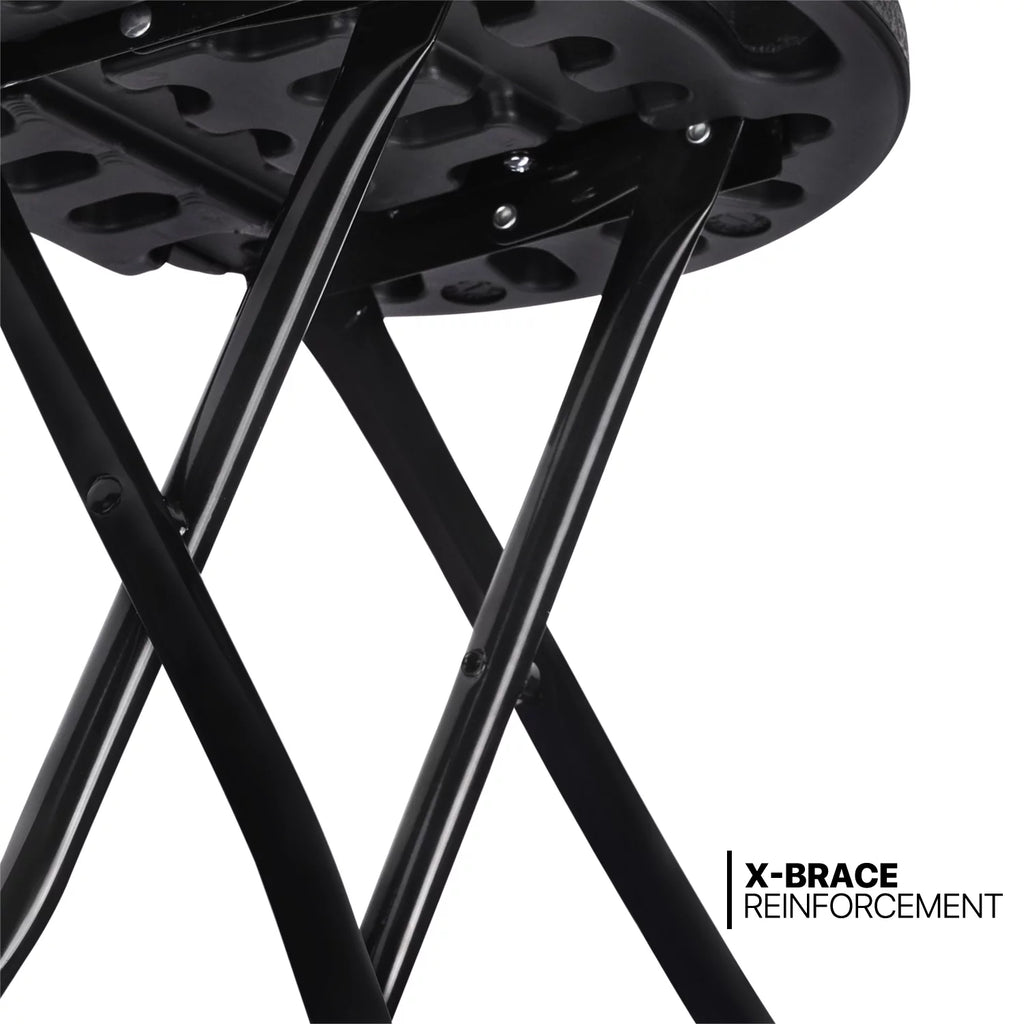 7 Pieces 5 FT Folding Round Table and Chair Set Black C775