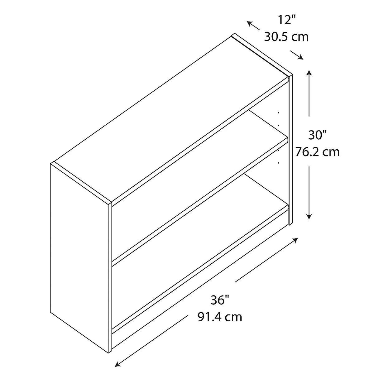 2 Shelf Bookcase W463