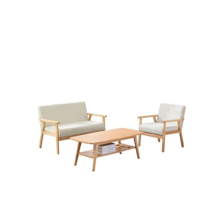 Beige/Natural Coffee Table Loveseat Chair Set E761365