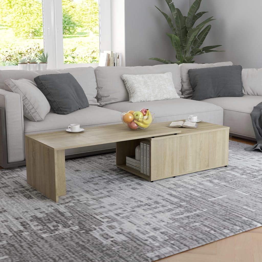 Coffee Table with Storage Cabinet Chipboard Side Table Concrete Gray S180778