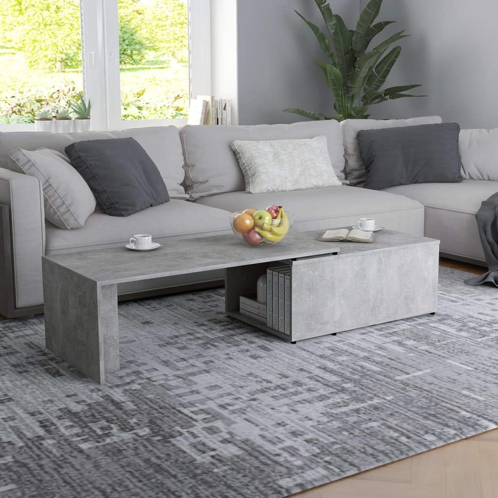 Coffee Table with Storage Cabinet Chipboard Side Table Concrete Gray S180778