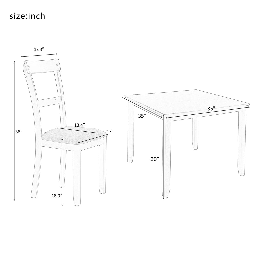 5-Piece Grey Dining Table Set with 4 Cushioned Chairs G734