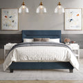 Blue Linen Upholstered Twin Bed A5587
