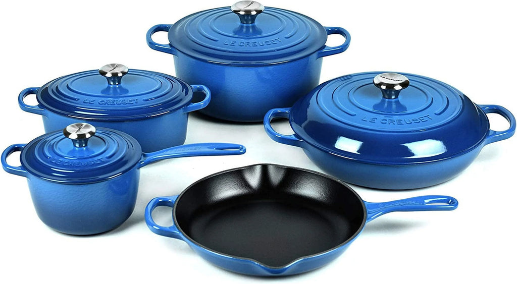 White 9 Piece Cast Iron Cookware Set P72097