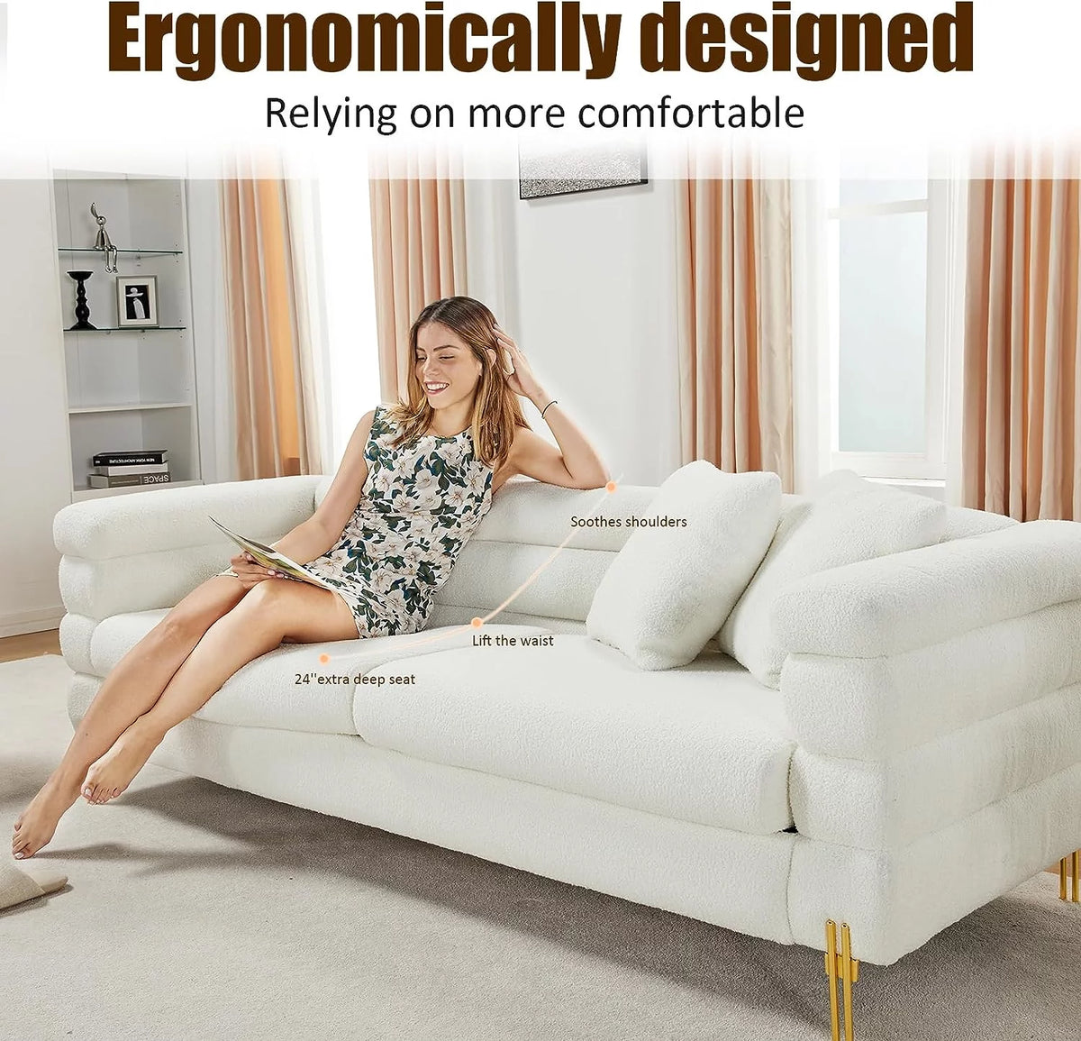 White 85 inch 3 Seat Sofa P818198