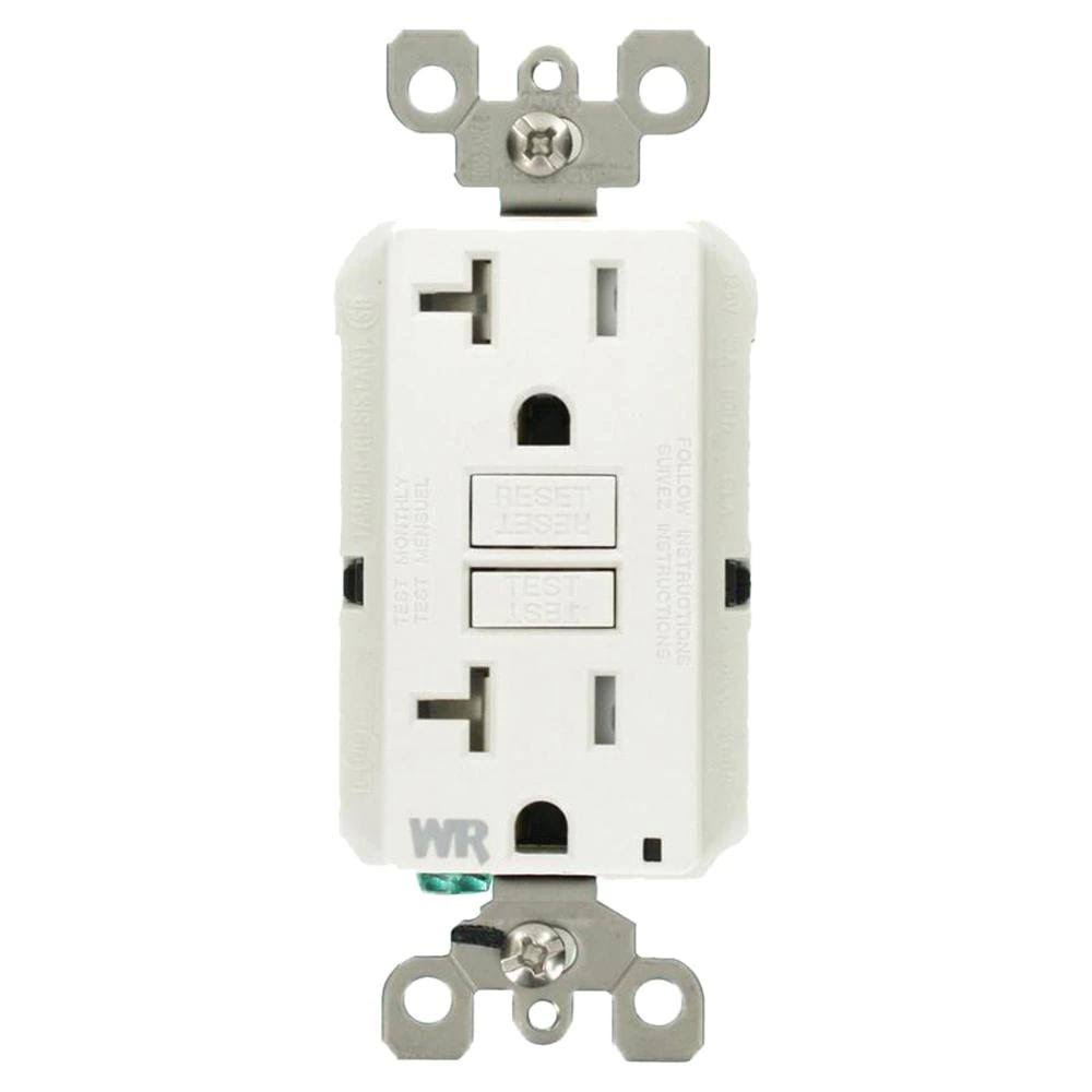 20 Amp 125-Volt Tamper Resistant Weather Resistant GFCI Outlet, White 6-Pack Y728
